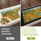 Ainiv Jigsaw Puzzle Mat Roll Up 1500 Pieces, 46" x 26" Portable Felt Puzzles Board with Travel Storage Bag, Jigsaw Saver Pad Keeper for Adults Teens, Black Ainiv