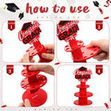 Thyle Graduation Gift Money Holder 2024 Graduation Gift Holders with 16 Holes Wooden Graduation Tiered Tray Cash Cake Graduation Money Tree Congrats Grad Holiday Party Supplies(Red) Thyle
