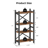 Desktop Bookshelf, 4-Tier Stackable Narrow Bookcase, Adjustable Industrial Desk Organizer & Hutch - Rustic Brown Wood Desktop Book Organizer for Living Room, Bedroom & Home Office Homeiju