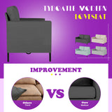 TYBOATLE Linen Fabric Modern Small Loveseat Sofa Couch for Living Room, 51" W Little Upholstered 2-Seater Mini Love Seats w/Iron Legs for Small Space, Apartment, Bedroom, Dorm, Office (Dark Grey) TYBOATLE