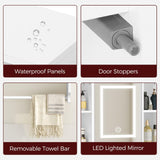 MAHANCRIS Bathroom Wall Cabinet with Mirror, Wall Mounted Medicine Cabinet with Color Adjustment LED Lights, Mirrored Over The Toilet Storage Cabinet with Adjustable Shelves, 23.6''W x 21.6''H, White MAHANCRIS