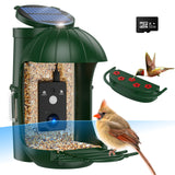 Relassy Bird Feeder with Camera, Waterproof Smart Bird Feeder with Camera Solar Powered for Outdoors, Rechargeable & Detachable 110° Bird Feeder Camera, Auto Capture Bird HD Videos & Photos, Green Relassy