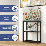 Livofloral 10-20 Gallon Fish Tank Stand with Storage Shelf, Aquarium Stand Measuring 24.8" W x 9.5" D x 30.1" H with Hooks,Heavy Duty Metal Turtle Reptile Tank Stand, Easy Assemble Livofloral