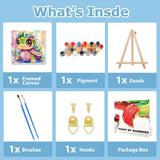 hkejoi Turtle Paint by Numbers Kit for Kids Age 8-12, Turtle Paint by Numbers Framed Flowers Paint by Number with Frame, Framed Paint by Number Kits on Canvas with Box 9.84x9.84 inch hkejoi