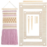 7 PCS Rectangle Weaving Loom Wood Weaving Loom Kit Small Weavings Looms Kit Bookmark Looms with Wooden Stick, Weavings Comb, Crochet Needle for Kids Adults Beginners and Weavinges Lovers Zyghjort