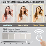 Vanity Desk with LED Lights Mirror & Power Outlet, Small Makeup Vanity Table Set with Storage Drawers & Chair, 3 Lighting Modes & Adjustable Brightness, Dressing Table for Women Girls Bedroom, White Xixini