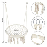 Macrame Hammock Chair Swing with Hardware Kits, Handmade Knitted Hanging Chair for Bedroom,Indoor,Outdoor, Balcony, Yard, Porch- 265 Pound Capacity -29.53" L x 29.53" W x 45.28" H Mertonzo