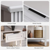 VEELOK Fluted White Console Table with Drawers, Modern Entryway Table with Storage, Sofa Table Behind Couch, Entry Table for Living Room, Hallway, Foyer VEELOK