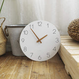 mooas Flatwood Wall Clock,12" Wood Wall Clock Non-Ticking Sweep Movement Decorative Wall Clock Battery Operated Wall Clock for Home Living Room Kitchen Bedroom Office School (Wood) mooas