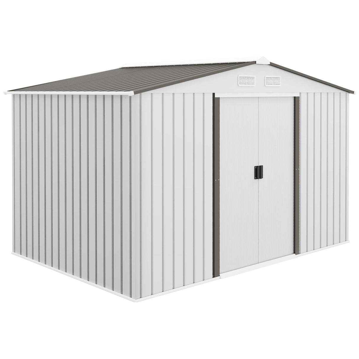 Outsunny 9' x 6' Outdoor Storage Shed, Garden Tool Metal Shed with Foundation Kit, Double Lockable Door, Air Vents and Sloping Roof, for Backyard, Patio, Lawn, Silver Outsunny