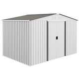 Outsunny 9' x 6' Outdoor Storage Shed, Garden Tool Metal Shed with Foundation Kit, Double Lockable Door, Air Vents and Sloping Roof, for Backyard, Patio, Lawn, Silver Outsunny