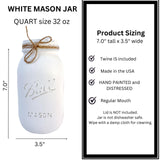 Rustic White Mason Jar Centerpiece – 32 oz Hand-Painted Quart Jar for Weddings, Baby Showers, Bridal Showers, Farmhouse Table Decor (White Jar - No Flowers) Viva's Flower Shop