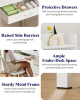 Kitsure Vanity Desk with Mirror and Lights - Large Capacity Makeup Vanity with 4 Fabric Storage Drawers & 3 Lighting Modes, Vanity Table Set with Sturdy Metal Frame for Bedroom, White, 35" x 17" x 52" Kitsure