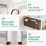 Casaottima 48-Inch Computer Desk with 4 Fabric Drawers — Home Office Desks with Storage, Writing Desk with Side Hook and Cloth Bag, Modern Study/Work Table for Bedroom and Small Space, White Casaottima