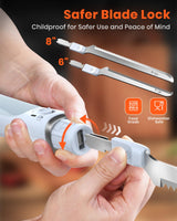 Electric Knife, Cordless Cutting Knifes, Ergonomic Design with Comfortable Contoured Grip Rechargeable Easy-Slice Electric Carving Knife for Meat Slicing, Bread, Fillet, Turkey, Blue LAUDLIFE