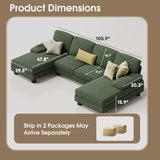 Furmax Sectional Couches for Living Room, U-Shaped Sofa Couch with Linen Fabric, 4 Seat Sofa Set with Double Chaise for Apartment (Corduroy, Dark Green) Furmax
