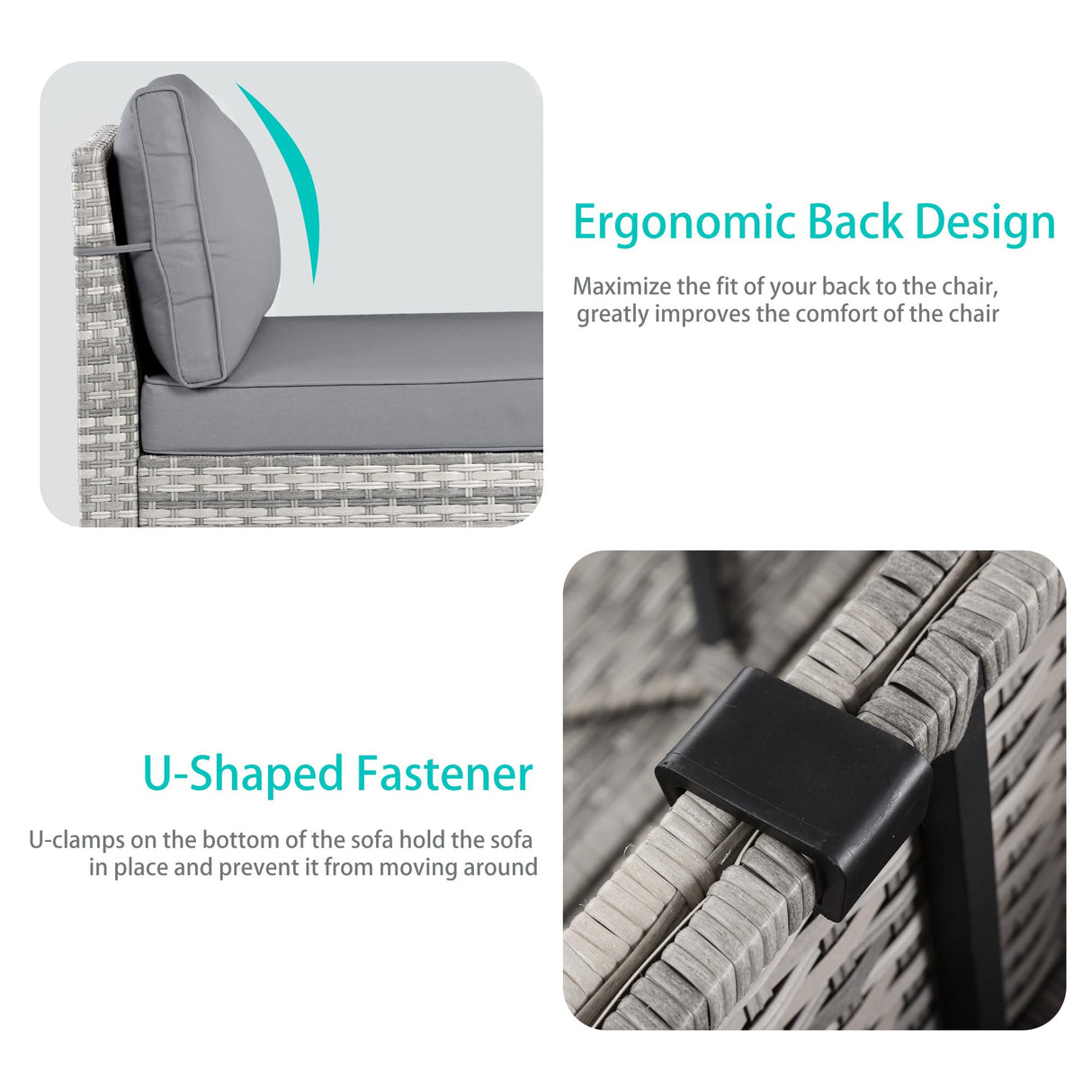 Muphyers 12-Piece Outdoor Patio Furniture Set Wicker Sectional Sofa Set, Patio Conversation Set with Thickened Cushions & Side Table for Patio, Garden, Backyard, Grey Muphyers