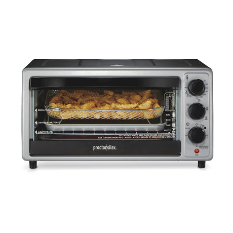 Proctor Silex Simply-Crisp Toaster Oven Air Fryer Combo with 4 Functions Including Convection, Bake & Broil, Fits 6 Slices or 12” Pizza, Auto Shutoff, Black (31275) Proctor Silex
