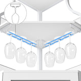 Corner Wine Rack, Bar Cabinet with Glass Holder and Storage Shelves, Baffle Design, Liquor Cabinet with Mesh Door & Adjustable Shelf, Home Bar Furniture for Living Room,Small Space White SLifet