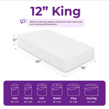 GAESTE 12 Inch King Cooling Gel Memory Foam Mattress Medium Firm for Cool Sleep Pressure Relieving CertiPUR-US Certified Foam, Convenient Mattress in a Box Fiberglass Free (King, 12 in) GAESTE