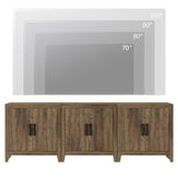 WAMPAT Farmhouse TV Stand for TVs up to 85 Inch, Rustic Wood Entertainment Center & Media Console with 6 Storage Doors, Accent Cabinet for Living Room, Hallway, Rustic Brown WAMPAT
