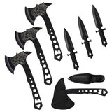 Throwing Stars, Throwing Axes and Tomahawks 3 Pack Set with Bottle Opener and Nylon Sheath, 10in Axe Throwing Game for Backyard Competition and Recreation OYEAL