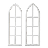 Sintosin Hanging White Wood Arched Window Frame Set of 2, Handmade Distressed Finish Rustic Window Frame Wall Decor, Farmhouse Faux Window Frame Living Room Dining Room Enteyway Hallway Bedroom Sintosin