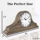 Mantel Clock Battery Operated - Grey Ash Wooden Farmhouse Mantle Clock for Living Room Decor Above Fireplace, Office, Shelf & Home Décor Gift 15x7.5 - Silent Wood Mantel Clock for Living Room Table Lovely Home Essentials