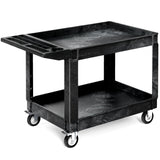 YITAHOME Utility Cart on Wheels, 550 lbs Capacity, 45 x 25 Inch Rolling Work Carts with Wheels, 2 Shelf Heavy Duty Plastic Service Cart Suitable for Warehouse, Garage, School & Office, Cleaning, Black YITAHOME