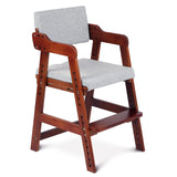 Ezebaby Wooden High Chair for Toddlers to Teens, Adjustable Kids Study Chair with Steps, Kids Dining Chair with Removable Cushion (Nut-Brown) Ezebaby