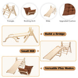 NEOCOZY Pikler Triangle Set with Cushion, Arch and Slide, Toddler Climbing Toys Indoor Playground, Montessori Climbing Set, Indoor Jungle Gym, Wooden Pickler-3 Piece Climbing Gym for Kids 2-6yr NEOCOZY