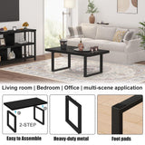 IBF Black Coffee Table, Minimalist Industrial Wooden Center Table, Modern Simple Rectangle Living Room Table, Farmhouse Wood and Metal Cocktail Coffee Table for Home Bedroom Office, Black Oak, 39 inch IBF