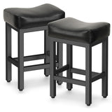 Raynesys Counter Height Bar Stools Set of 2, 24 Inch Barstools for Kitchen Island Counter, Bonded Leather Kitchen Stools with Thick Saddle Seats & Heavy Duty Metal Base, Easy Assembly, All Black Raynesys
