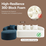 104.3" Boneless Curved Couch, l Shaped 4-Seater Cloud Couch with Deep Seat Chaise, Oversized Curved Sofa, Chenille Modular Sectional Couches for Living Room, No Assembly, Blue Abbrevi