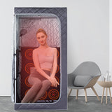 iDOTODO Full Size Portable Personal Infrared Sauna for Home, Personal Home Spa Tent with Remote Control, Heating Foot Pad, Foldable Reinforced Chair （Grey, L33.8 x W 33.8" x H 66.5" iDOTODO