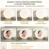 Vanity Desk with Mirror and Lights, Modern Makeup Vanity Table Set with 6 Storage Drawers and Cushioned Stool for Bedroom, Dressing Table with Divided Organizers for Women Girls, Cyan armocity