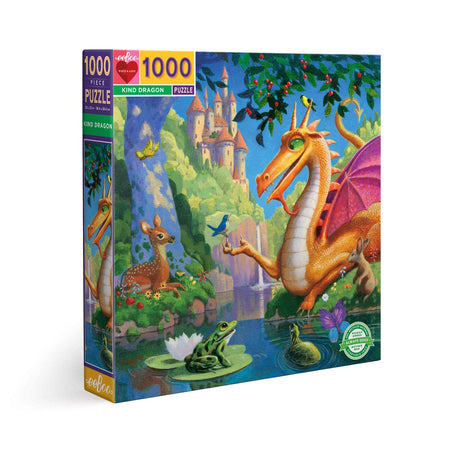 eeBoo: Piece and Love Kind Dragon 1000-piece Square Adult Jigsaw Puzzle, Jigsaw Puzzle for Adults and Families, Includes Glossy, Sturdy Pieces and Minimal Puzzle Dust eeBoo