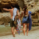 AMMSUN 8 Feet Large Beach Umbrella with Sand Anchor Heavy Duty High Wind Portable Outdoor Umbrellas UPF 50+ Protection Air Vent Tilt Patio Garden Pool Blue AMMSUN