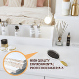 Yegosh Vanity Desk with Mirror and Lights Dimmable LED Makeup Vanity Table with Drawers Side Cabinet 3 Storage Shelves Power Outlet Dressing Table Set include Holder Cushioned Stool for Bedroom(white) Yegosh