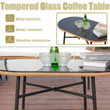 Homsido 4 Pieces Patio Sectional Furniture Chairs Set Boho Water-Resistant Outdoor Indoor Wicker Sectional Sofa Beige Woven PE Rattan Conversation Chat Set with Rect Side Table(White Cushions) Homsido