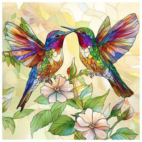 DIADAY 5D Hummingbird Diamond Painting Kit, Diamond Art Kits for Adults & Beginners, Full Drill Round Gems, Stained Glass Art DIY Dot Craft, Home Wall Decor Gift, 12x12 Inches DIADAY