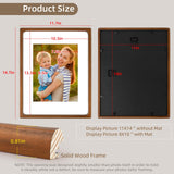 Golden State Art 11x14 Picture Frames - Walnut Solid Wood with Glass, Rounded Corner 11 x 14 Picture Frame Matted to 8x10 Photos - Wall Decor Display Golden State Art