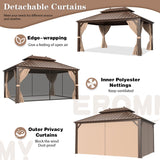 EROMMY 12' X 16' gazebos on Clearance, Hardtop Gazebo Aluminum Gazebos with Galvanized Steel Double Roof for Patio Lawn and Garden, Curtains and Netting Included, Dark Bronze EROMMY