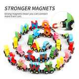 Wooden Alphabet Train Toy 27 PCS Magnetic Alphabet ABC Set Includes 1 Engine and 1 Storage Box Letter Cars for Toddlers Kids Boys and Girls, Compatible with Tracks Wondertoys