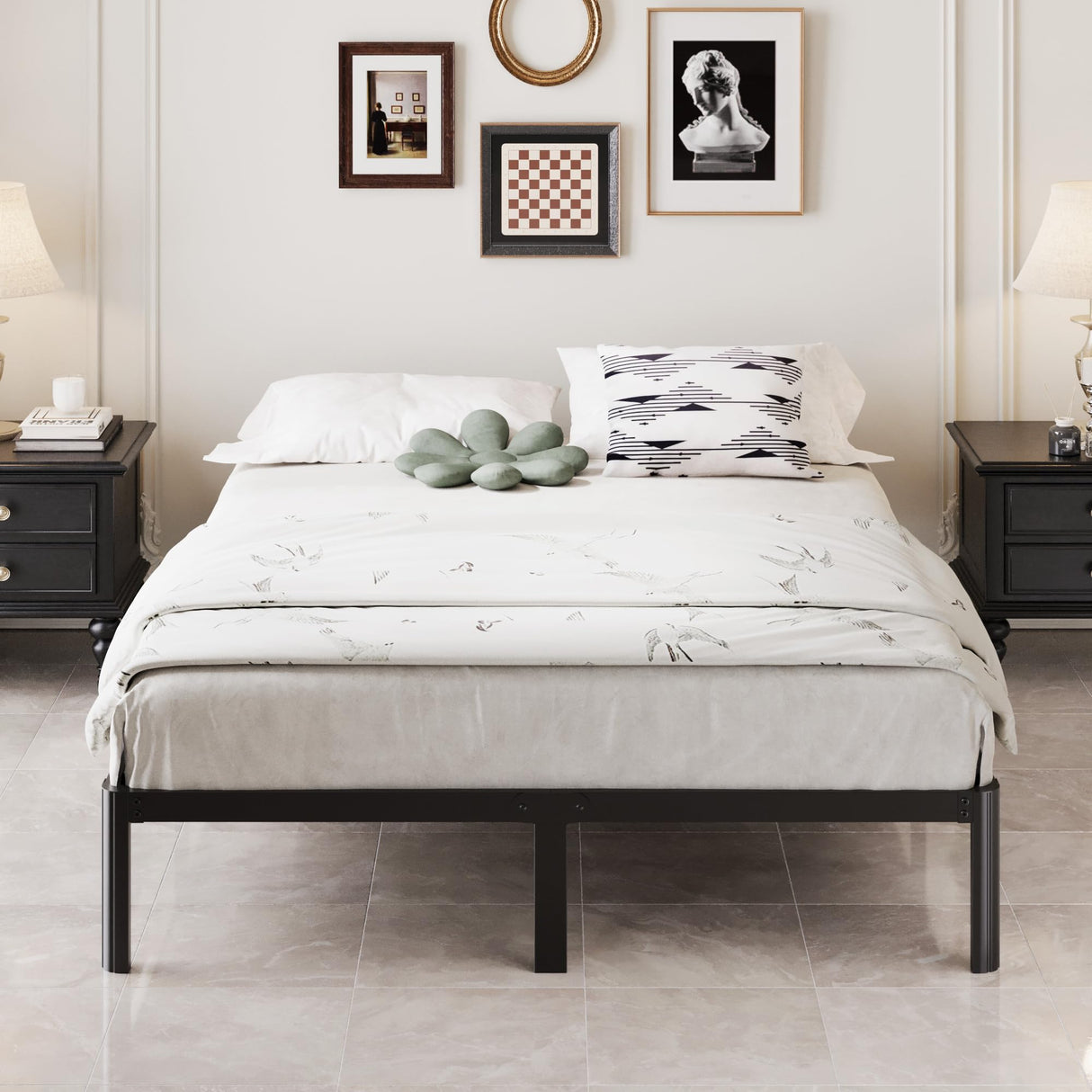 Lutown-Teen 10 Inch Queen Bed Frame with Rounded Corner Legs, 2000 LBS Heavy Duty Metal Queen Platform Bed Frame with Steel Slats Support, No Box Spring Needed, Noise Free, Easy Assembly Lutown-Teen