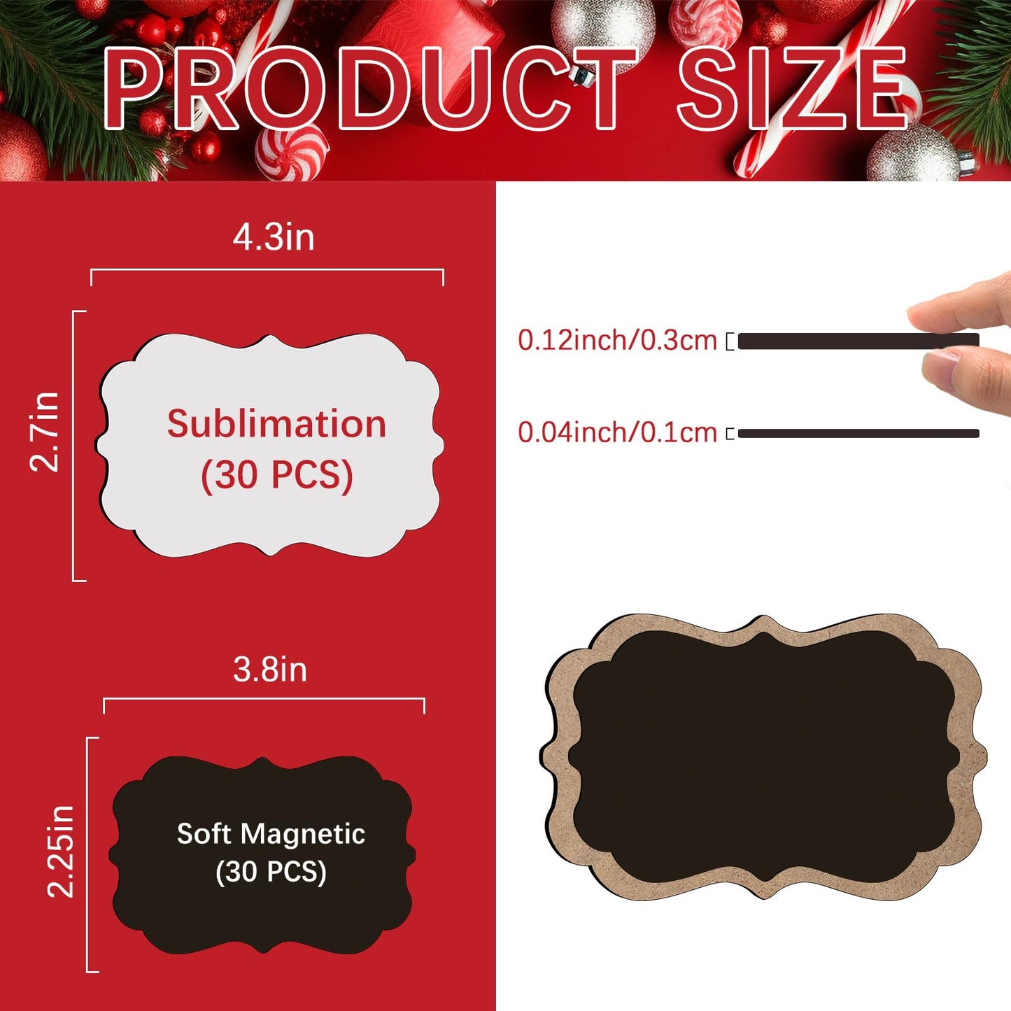 46Pcs Sublimation Magnets Blanks Bulk 23 pcs Sublimation Magnet Blanks Products 23 pcs Soft Magnetic for Kitchen Refrigerator Christmas Sublimation Onament Blanks DIY Craft