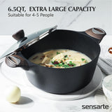 SENSARTE Pots and Pans Set Nonstick, 14 Pcs Induction Cookware Sets, Non-toxic Non Stick Kitchen Cooking Set with Frying Pans Set & Saucepan, PFOA PFOS APEO Free, Black SENSARTE