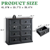 AMERLIFE 42" Dresser for Bedroom, Farmhouse 8 Drawer Dresser, Dressers & Chests of Drawers, Organizer with Storage Drawers, Dark Blue AMERLIFE