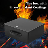 Dalmbox Portable Metal Safe Box with Key Lock - Fire Resistant Storage for Documents, Car, Home and Outside - X Large 13.2"x 11"x 5.1" Black Box Dalmbox