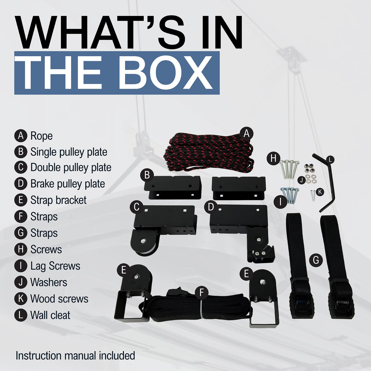 StoreYourBoard Cargo Box Pulley System – Heavy-Duty Garage Hoist Lift for Rooftop Carriers – Garage Storage & Garage Organization Ceiling Hoist with Pulley – Holds 150 lbs - Fits 8–10 ft Ceilings StoreYourBoard